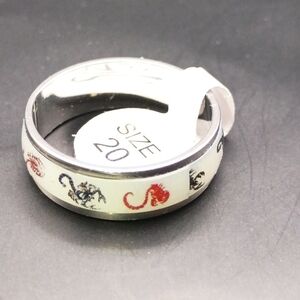 Mens Stainless Steel White Scorpion Pattern Ring Band Size 20